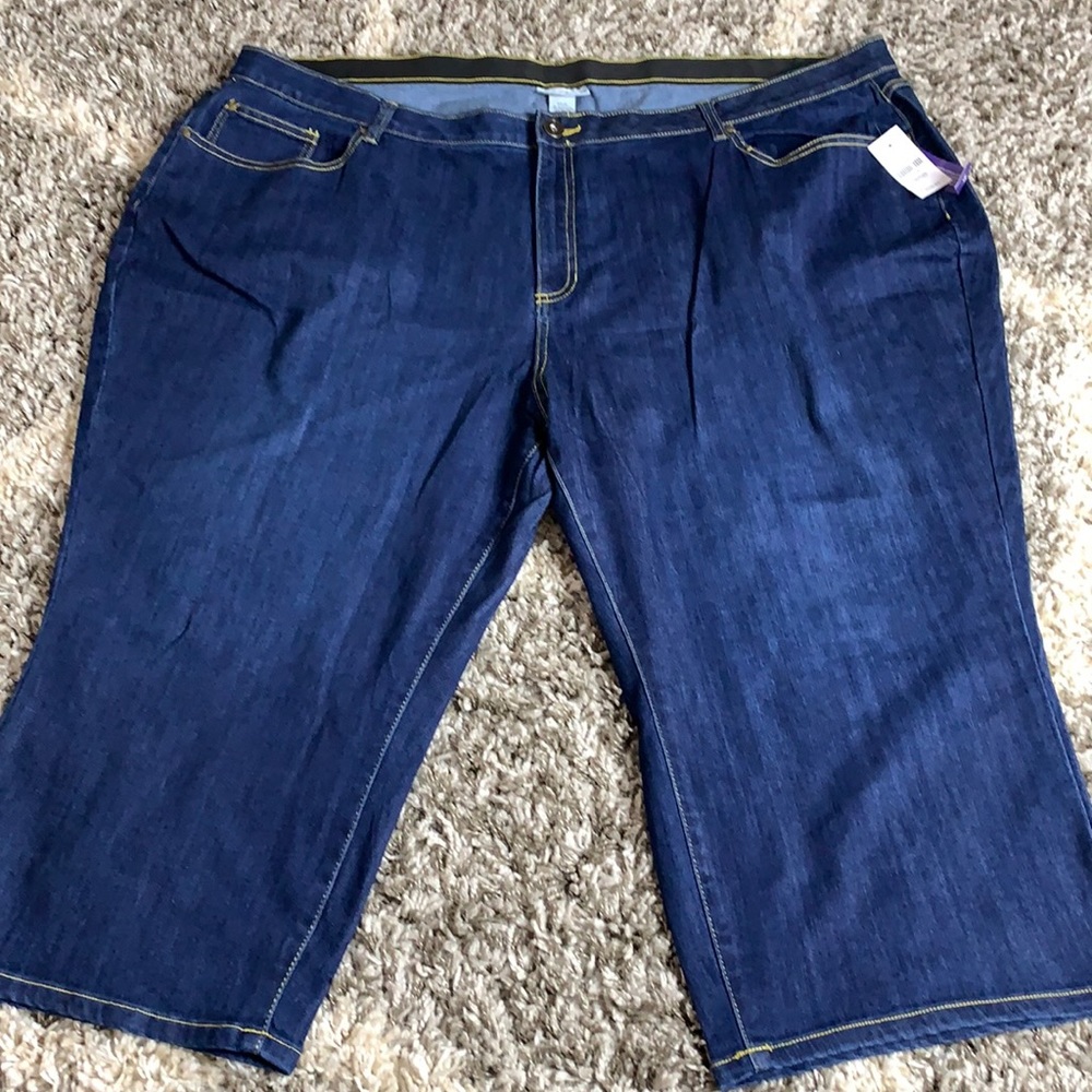Catherines Womens Blue Cropped Jeans Skinny Stretch Denim Size 30 W (3XL) NEW
